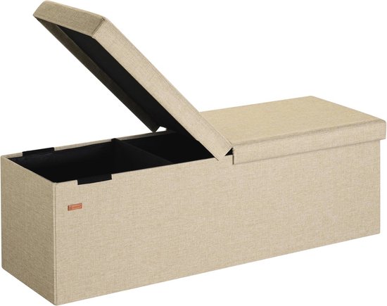 CASARIA® Zitbank met Opbergruimte 80x40x40cm Deksel Opvouwbaar Inklapbaar Voering Stevig Hal Slaapkamer Kist Bed Zitbank Bekleed Bankje Zwart