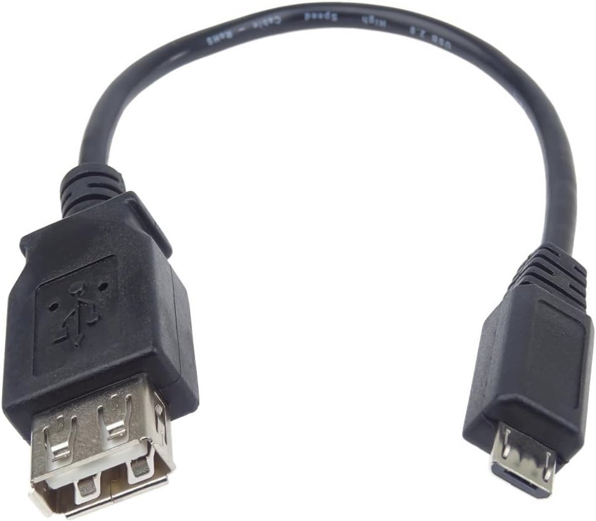 USB-adapterkabel F/M - USB Type A naar Micro Stekker - High Speed 480 Mbit/s - 20 cm