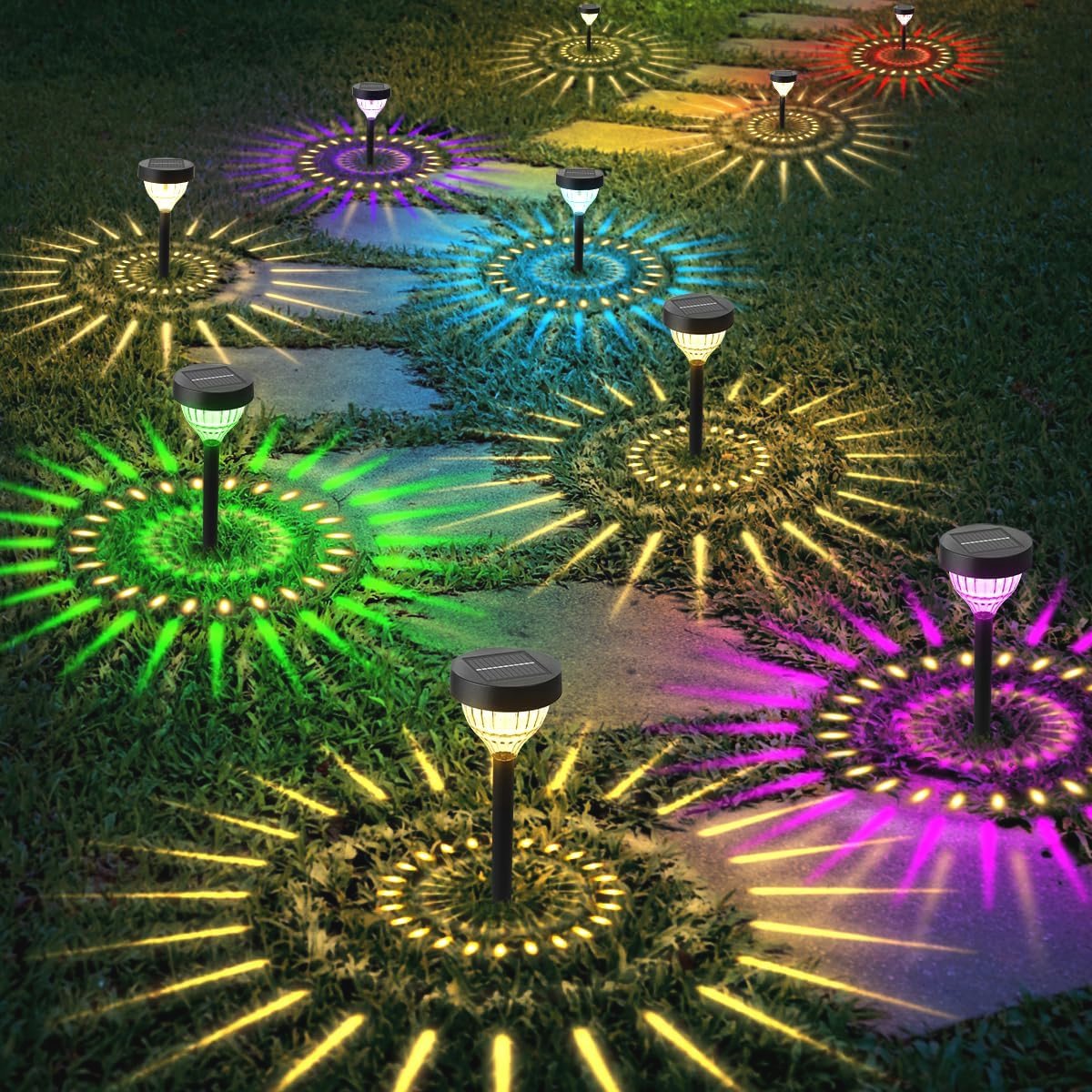 Dynamische Zonnelampen voor Buiten - IP65 Waterdichte Tuinverlichting op Zonne-energie voor Weg, Gazon, Terras, Binnenplaats en Oprit