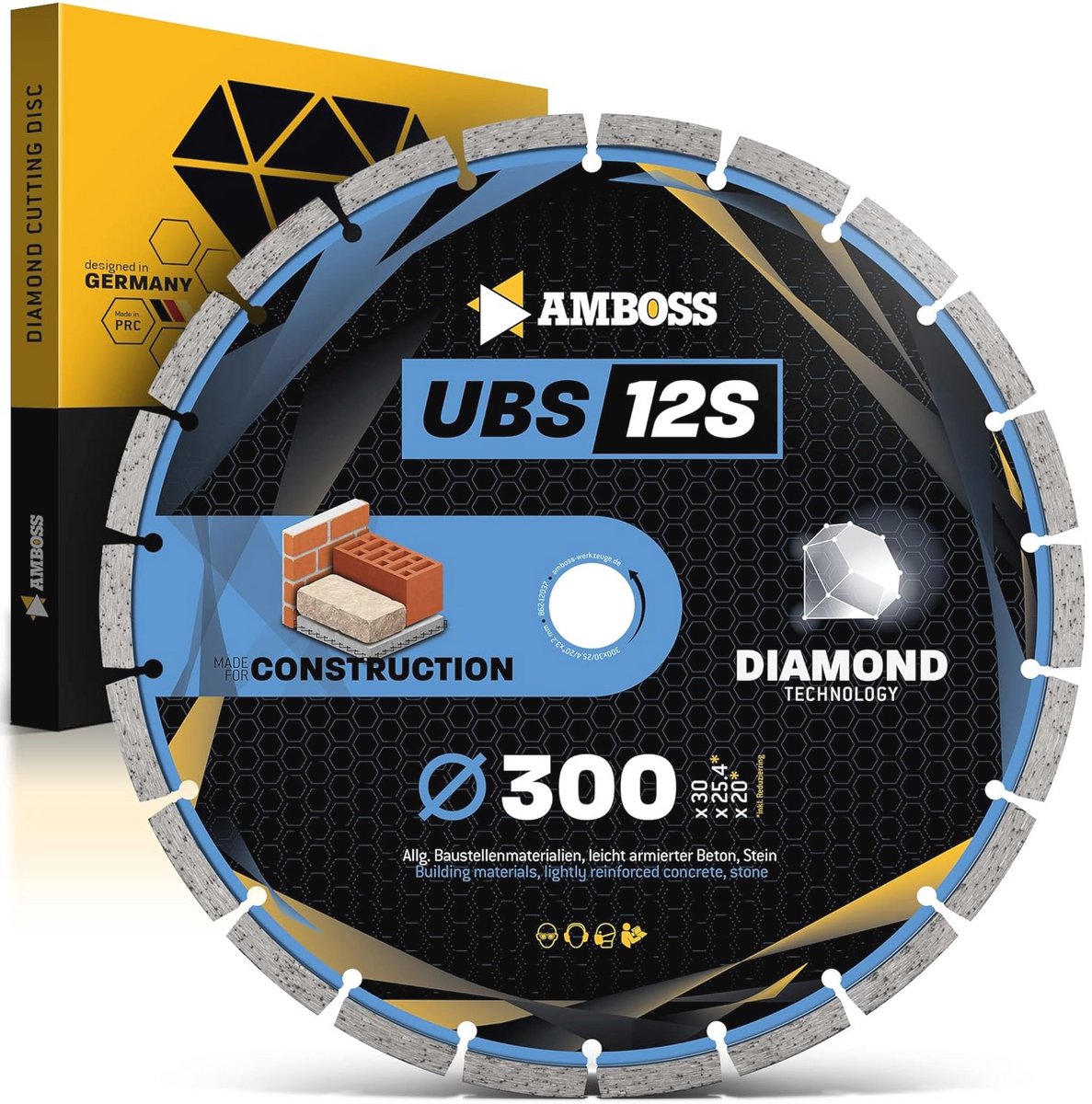 Diamant Doorslijpschijf Ø 300 mm - Ideaal voor Beton en Steen - Segmenthoogte 10 mm