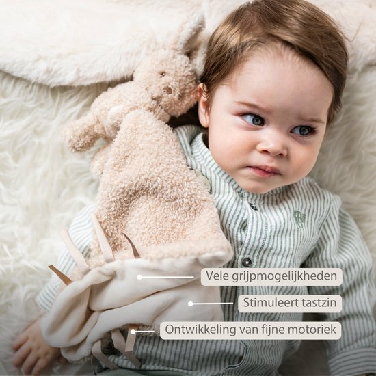 Nattou TEDDY Baby Knuffeldoekje met Knuffel - 27 x 27 cm - Doudou Konijn - Baby Cadeau - Beige van Merkloos — afbeelding 3
