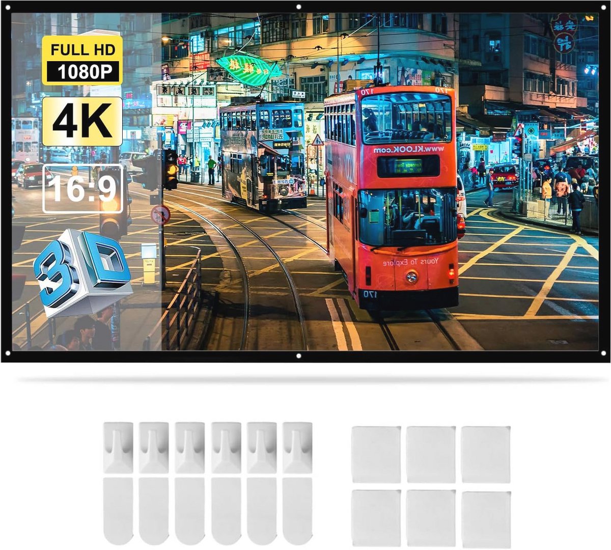 Draagbaar Projector Scherm 70 Inch HD 16:9 Opvouwbaar voor Binnen en Buiten