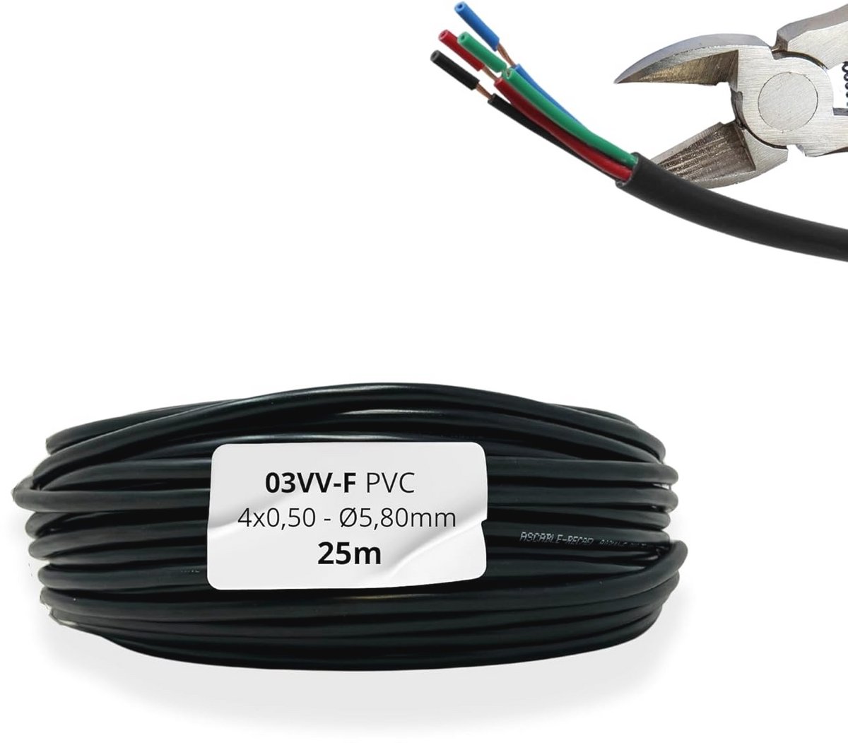 Flexibele 25m PVC Kabel voor Huisverlichting en Industrieel Gebruik - 4 Geleiders voor Lage Spanning 300V