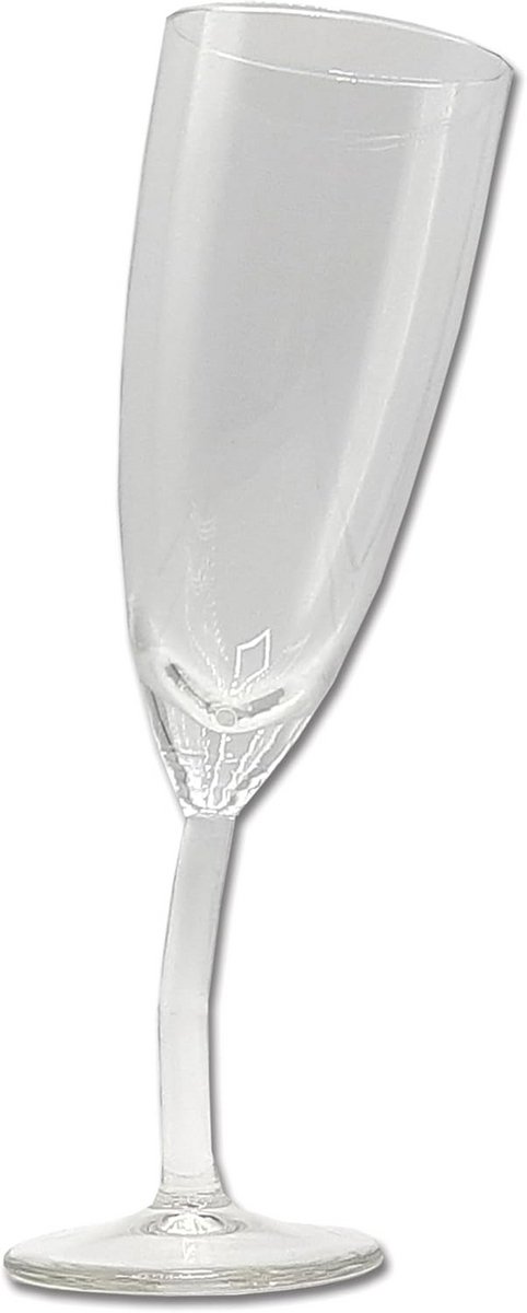 Champagnefluit van glas 210 ml - Kromme steel voor een origineel design