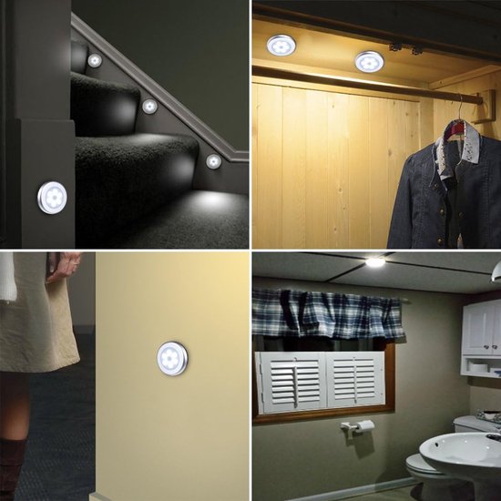 LED Bewegingssensorlamp - Bewegingssensorlampen - Magnetisch Nachtlampje Voor Binnen - Slimme Draadloze Nachtlampjes - Voor Kast, Keuken en Gang - 3 pack — afbeelding 2