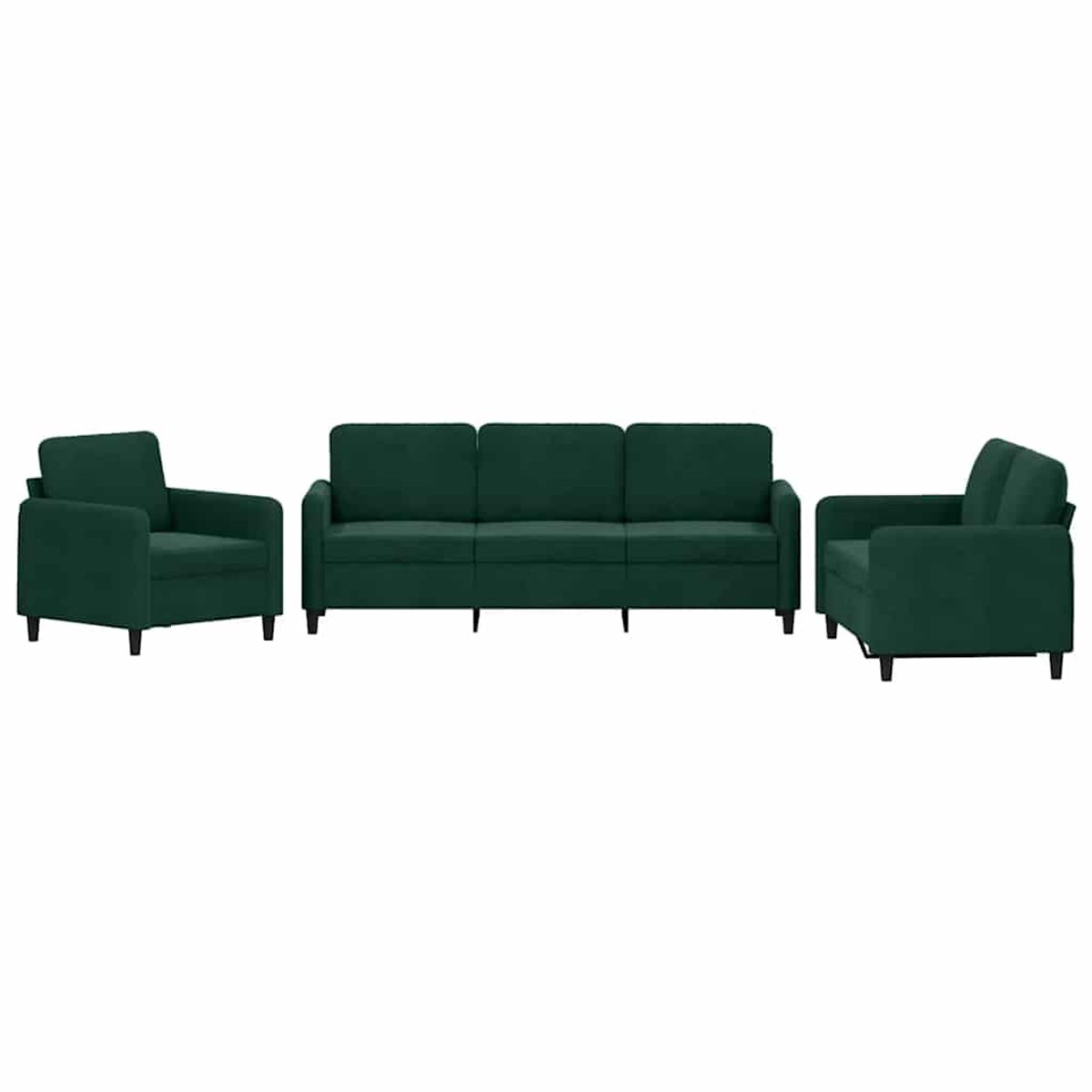 vidaXL - 3-delige - Loungeset - fluweel - donkergroen