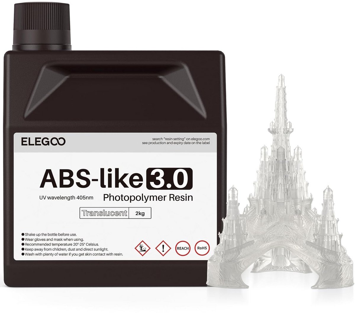 UV Hars 405nm ABS-Like voor LCD/DLP 3D Printers - 2kg Transparant & Stevig