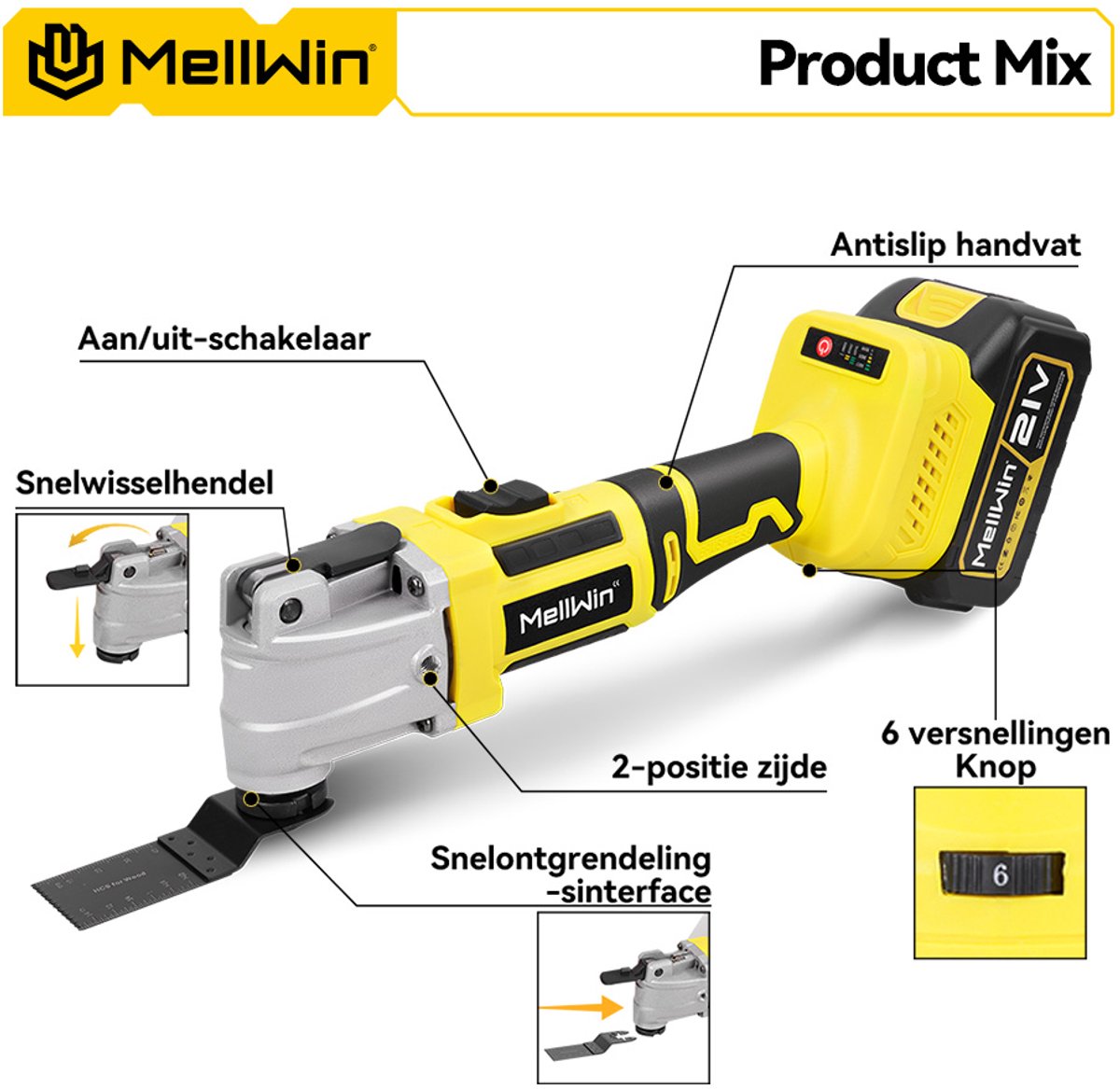 MellWin Accu Multitool - 2x Accu's & 22x Accessoires thumbnail 3