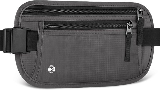 praxxim Platte heuptas voor sport, joggen, veilig reizen, zwarte heuptas voor heren en dames, Money Belt met geheim vak en RFID-bescherming, beige, Small, Platte heuptas voor mannen en vrouwen
