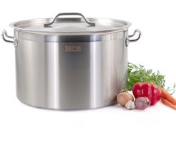 HCB® - Professionele Kookpan - 32 liter - Inductie - Gas - Electrisch - Grote RVS / INOX pan - Soeppan - Horeca pannen - Kookpot - Ø40 cm x H26 cm - 40x40x26 cm (DxBxH) - 6.9 kg - 5432