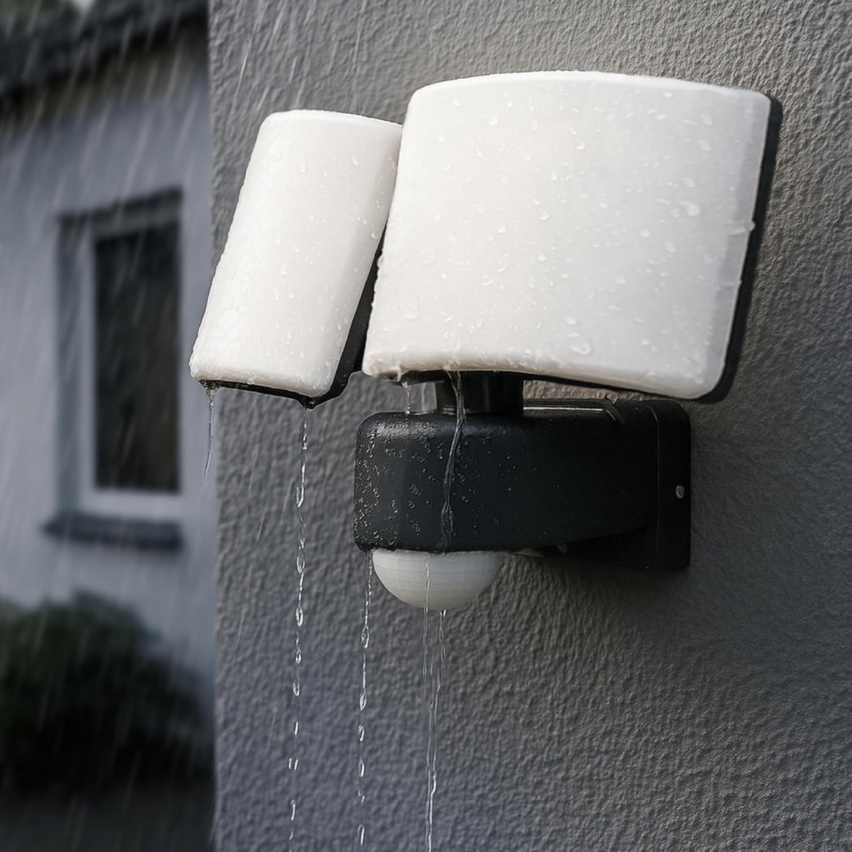 Dubbele LED Buitenlamp met Bewegingssensor | Krachtige 3200lm Warm Wit 3000K | IP65 Waterdicht & IK10 Schokbestendig | Voor Tuin en Terras