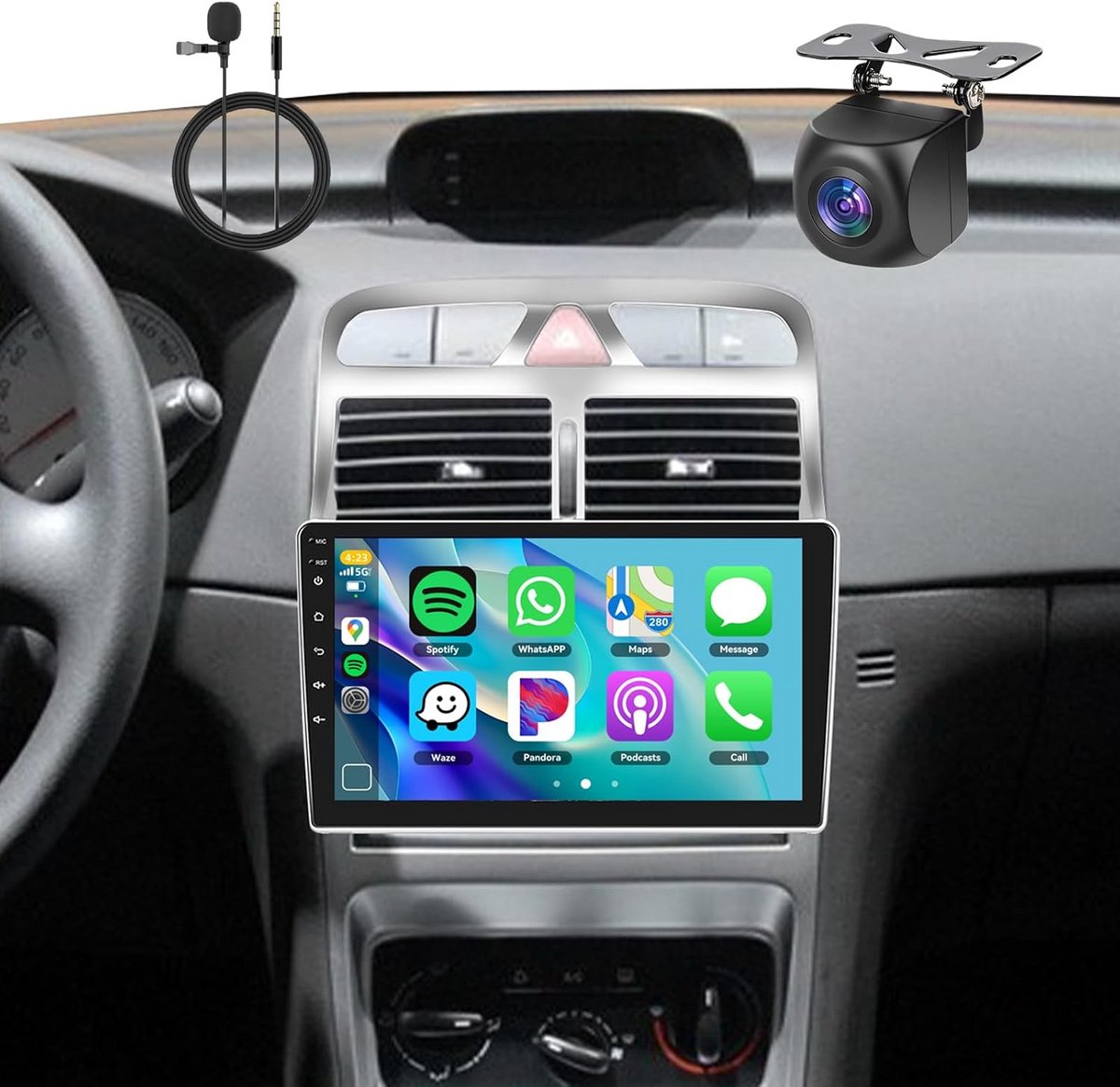 Android Auto CarPlay Radio 7 Inch Touchscreen voor Peugeot 307 (2002-2013) met GPS, WiFi en Bluetooth