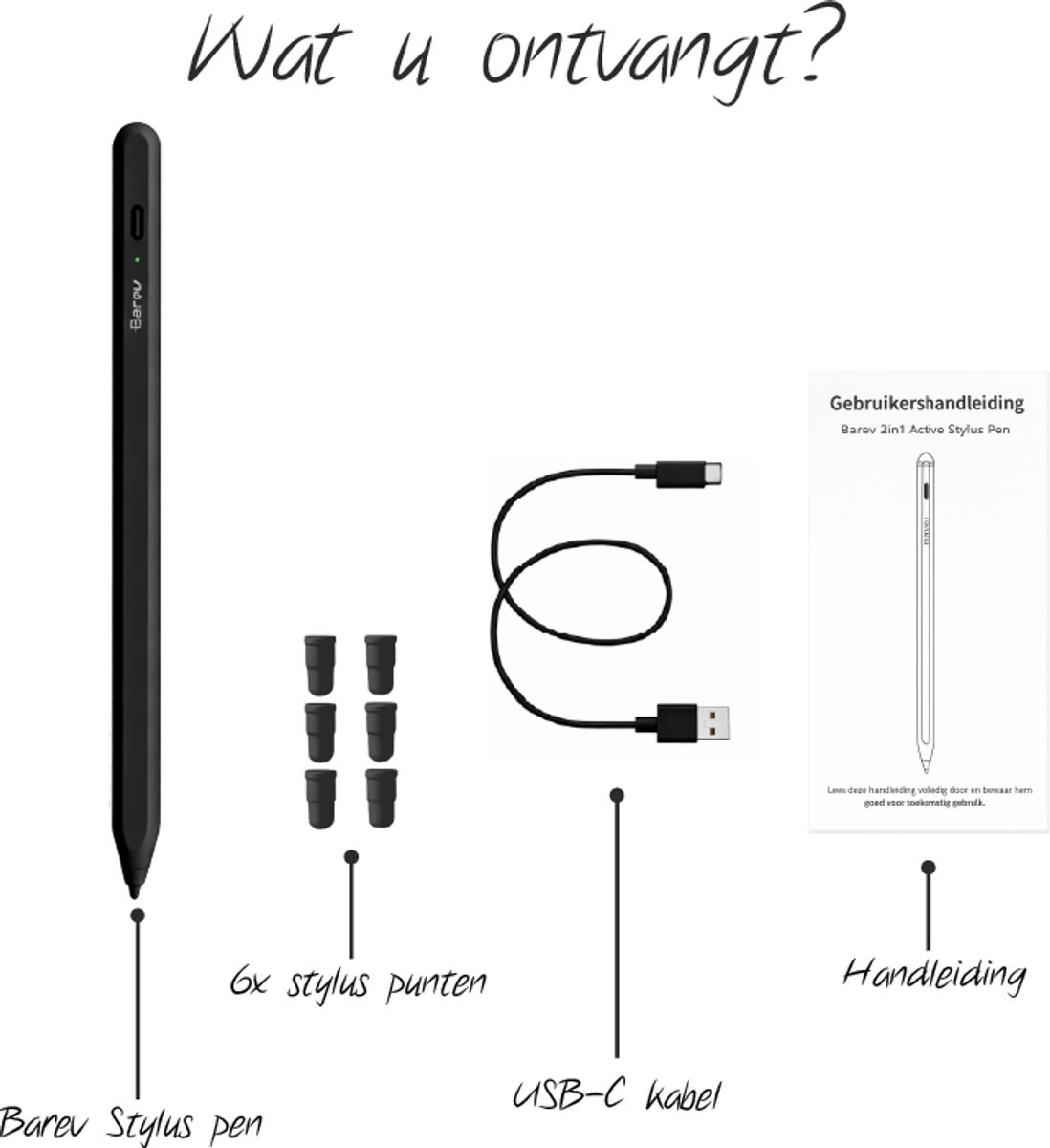 Barev® 2-in-1 Universele Stylus Pen voor Android en iPad – met Echte Dual Mode – voor Tablet, iPad, Android, Windows & Smartphones – Zwart – foto 6
