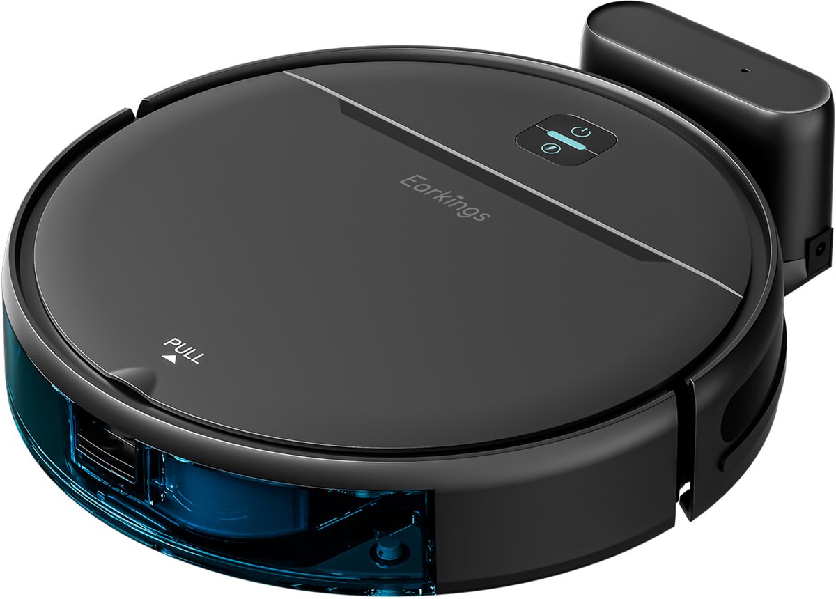 Earkings Robotstofzuiger met Dweilfunctie - SMART Robotstofzuiger met Laadstation - Geschikt voor huisdieren - Robotstofzuiger Zwart