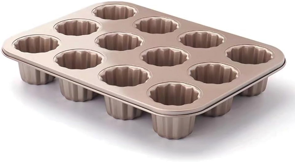 Bakvorm voor Canelé van Koolstofstaal - Gouden (12 holte)