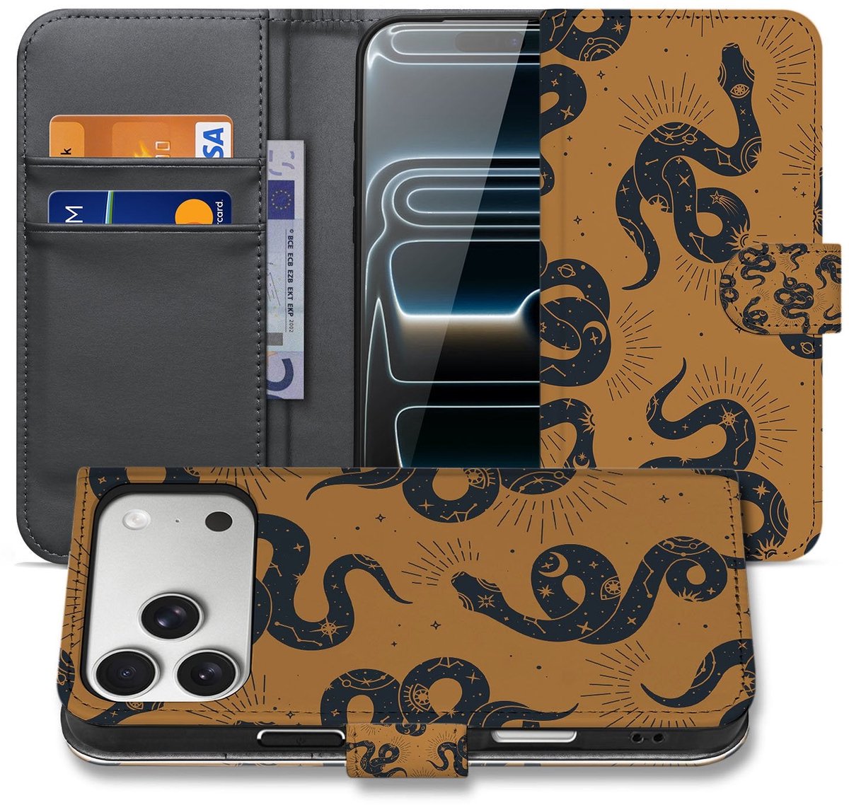 Telefoonhoesje iPhone 17 Pro Max Slangenontwerp Met Pasjes