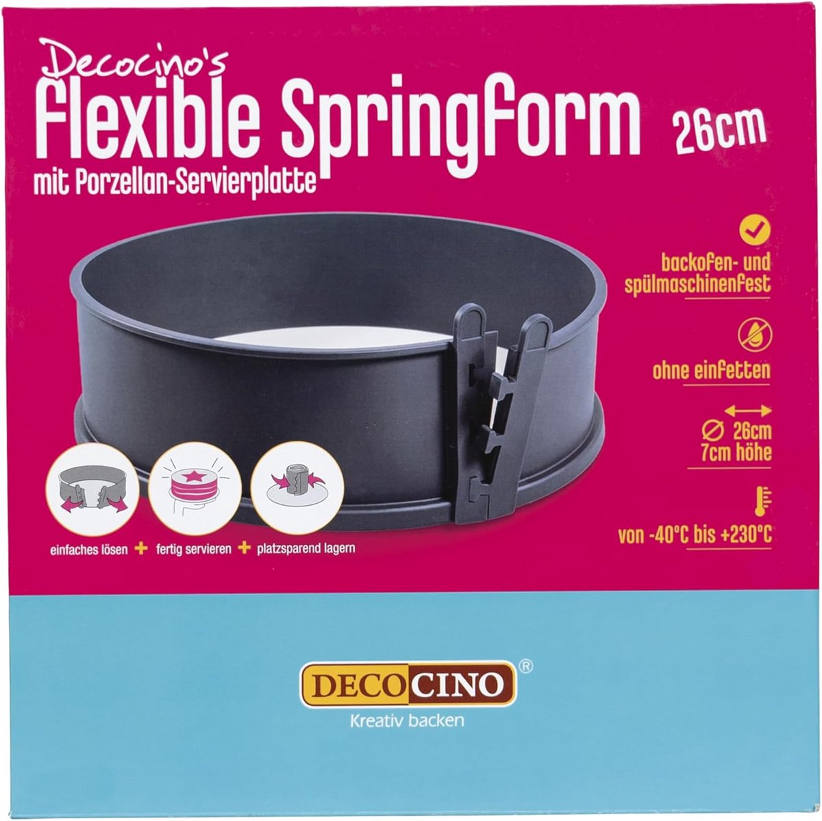 Springform Pan 26 cm met Porseleinen Bodem - Hoge Kwaliteit Bakpan met Antiaanbaklaag - Vaatwasserbestendig