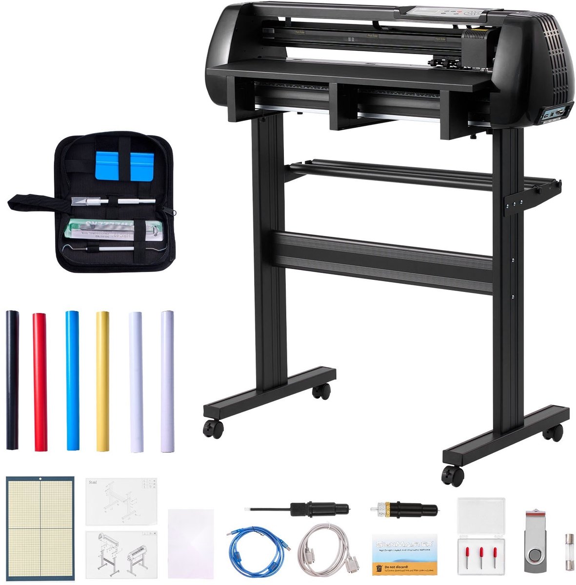 Vinylsnijmachine - Snijplotter Set - 72 cm Invoerbreedte - Dubbele Messen - LED-Display - Instelbaar - Met Software, Stickervellen en Transferfolie