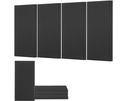 Akoestische panelen - Geluidsabsorberende wandpanelen set van 4 - Zelfklevend - Glasvezel - Formaat 60×30×5 cm - Voor studio, kantoor, vergaderruimte, thuisbioscoop - Zwart