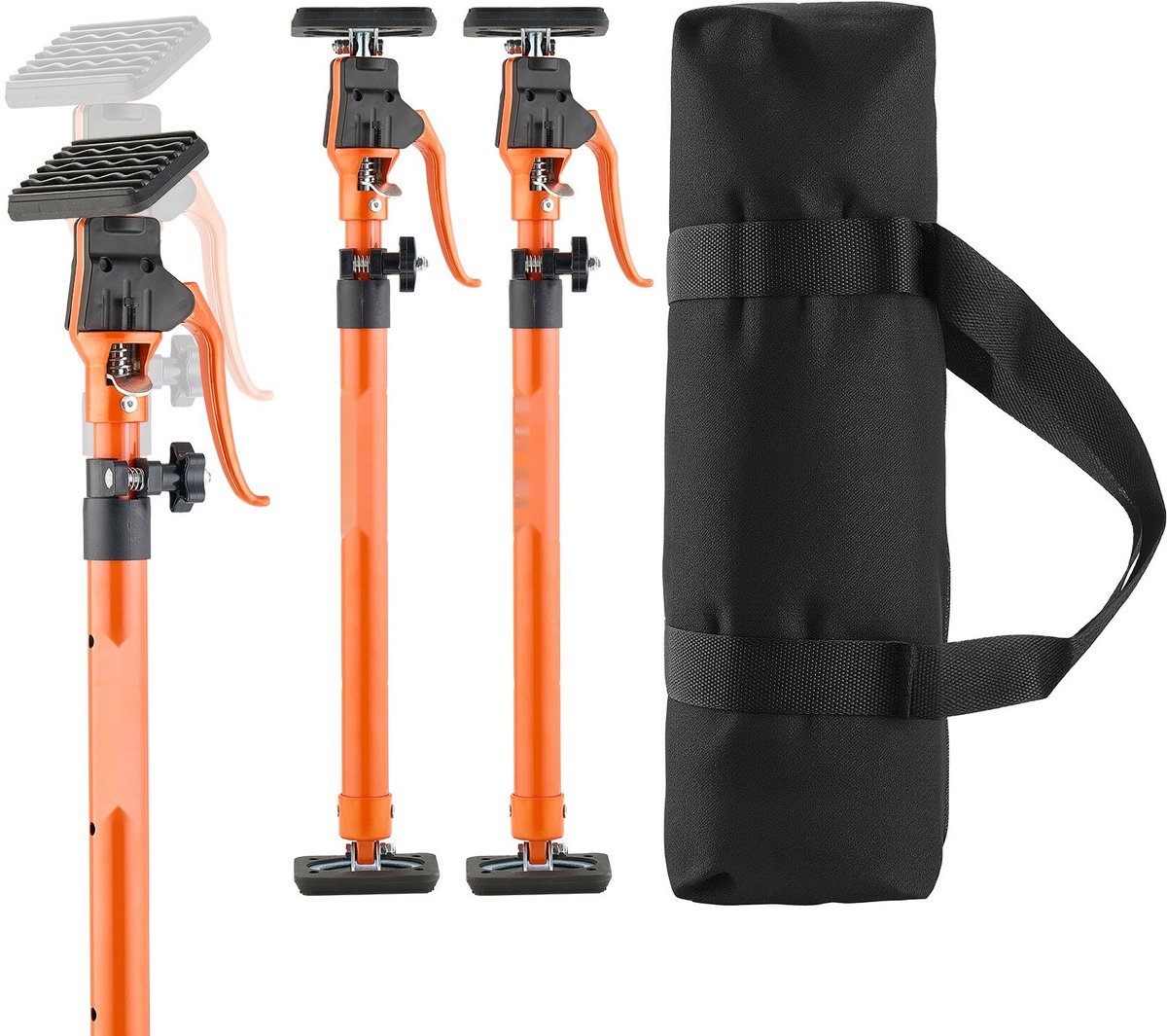 Telescopische Montagesteunen - Plafondsteunen Set 2 Stuks - Verstelbaar 64,5-115 cm - Draagvermogen 100 kg - Staal - Eenhandige Bediening - Voor Kasten en Gipsplaten