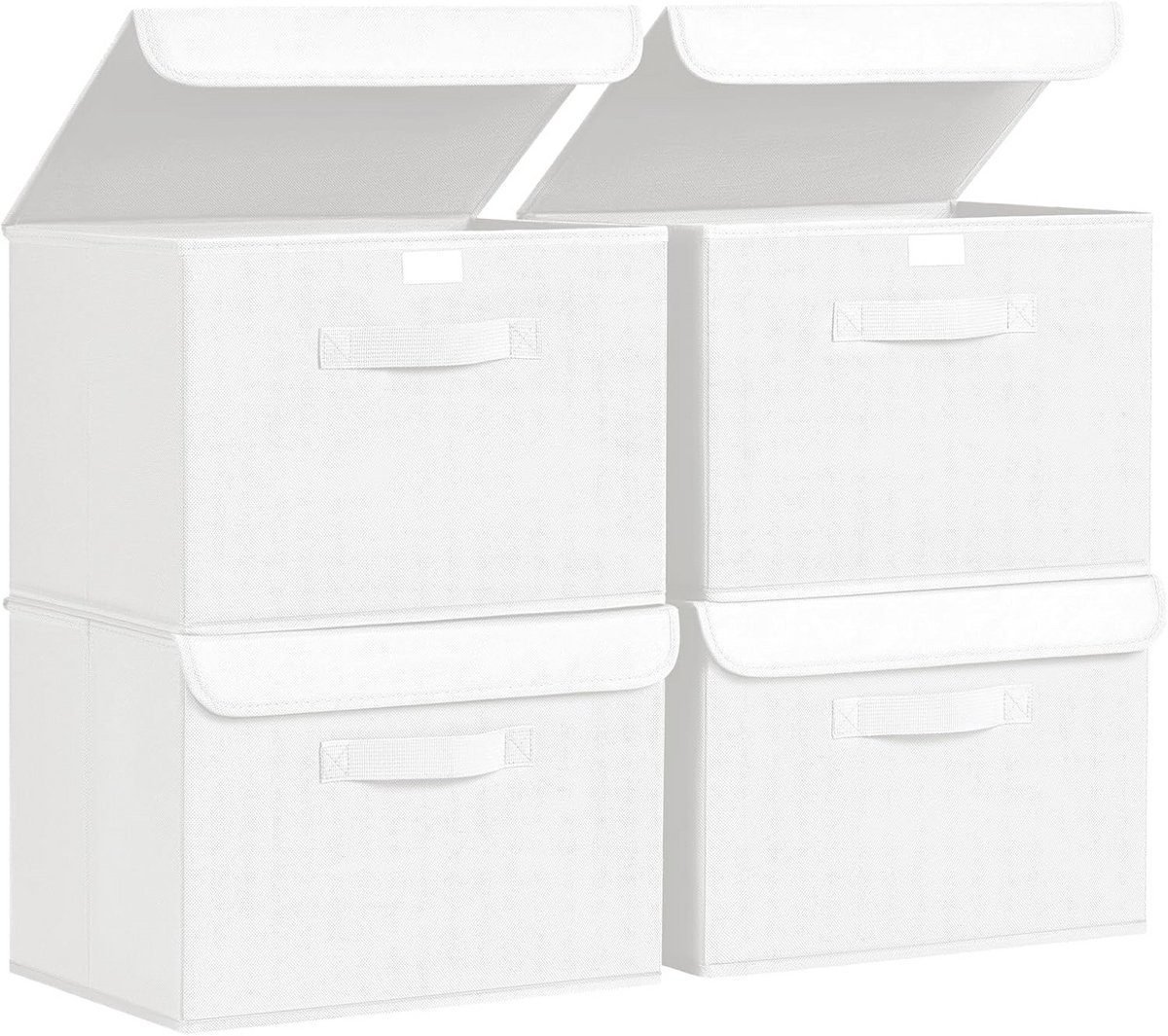 Opvouwbare Opbergdozen met Deksel - 4 Stuks - Lichtwit - Organizer voor Kledingkast