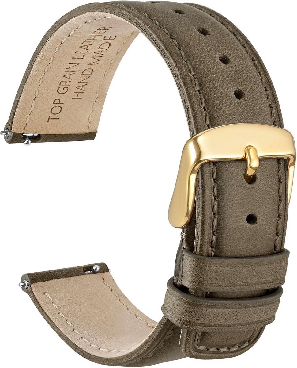 Quick Release Horlogeband Leer met RVS Gesp voor Diverse Maten