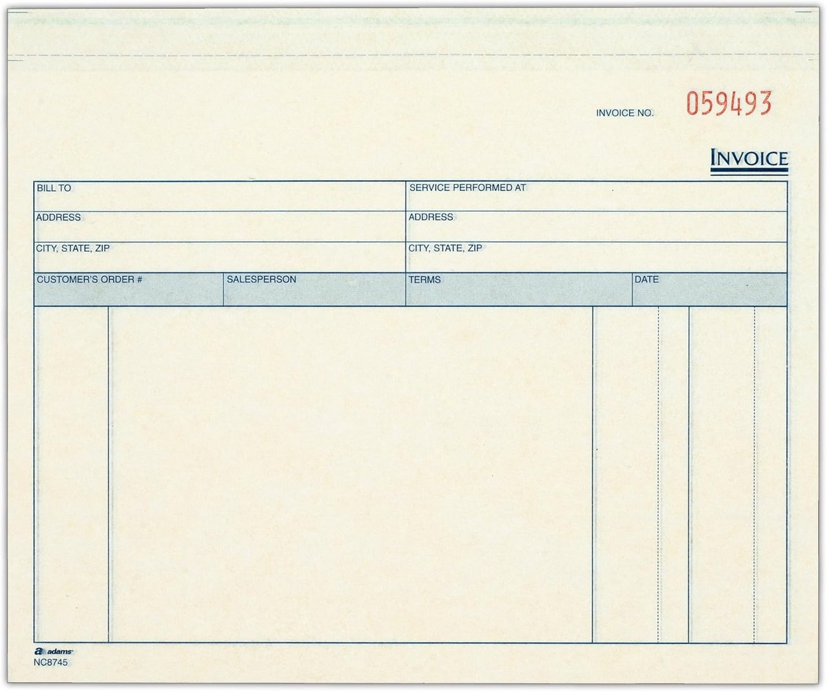 Servicebonnen Set van 50 - 3-delig Zonder Carbon - 7 x 8.5 Inch - Genummerd