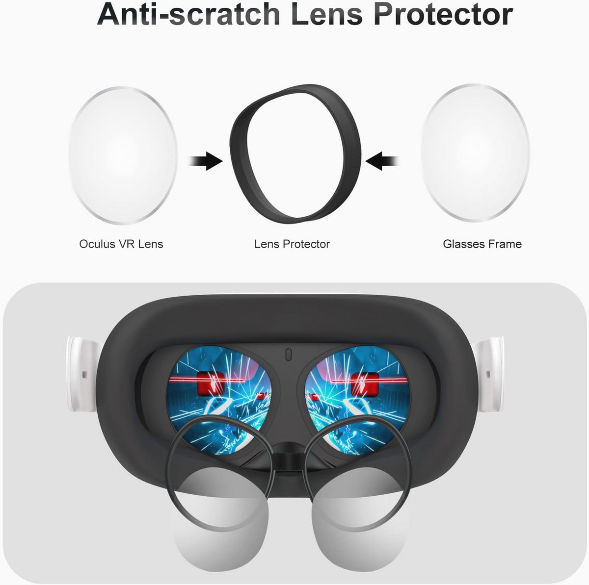 Lensbeschermer voor Oculus/Meta Quest 2 - Antikras VR-accessoire voor brillendragers thumbnail 3
