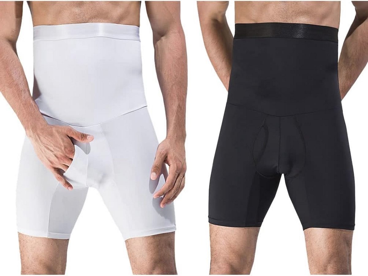 Pack van 2 Heren Bodyshaper Boxer Shorts - Ondersteunend en Afslankend Ondergoed met Buikcontrole