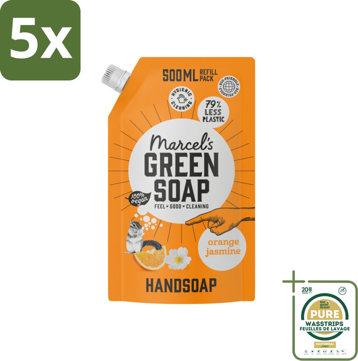 5 x Marcel’s Green Soap – Handzeep Navulling – Sinaasappel & Jasmijn – 500 ml - Grootverpakking - Kabel - Kabels - Kabelsysteem - Kabelsysteem