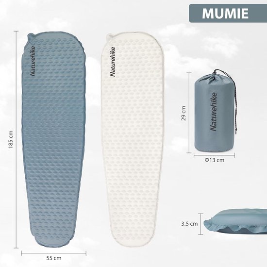 Ultralichte Zelfopblazende Isomat - Geïsoleerde Mummiemat voor Kamperen en Backpacken van Merkloos — afbeelding 2