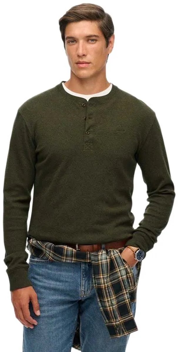 Superdry Vintage Logo Middelzwaar Halve Knoop Shirt Heren Tops Groen