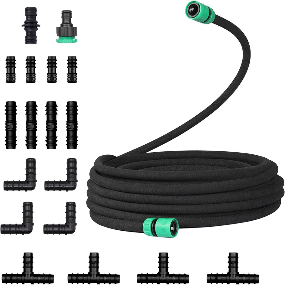 Allecta - Druppelslangset voor tuinbewatering en gazonbewatering - Poreuze rubberen druppelpijp - 30 meter