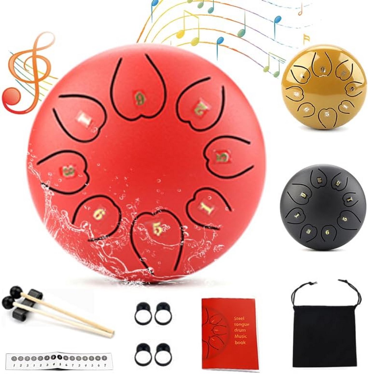 6 Inch 8 Noten Staal Tong Trommel voor Rustgevende Muziek - Ideaal voor Meditatie & Yoga