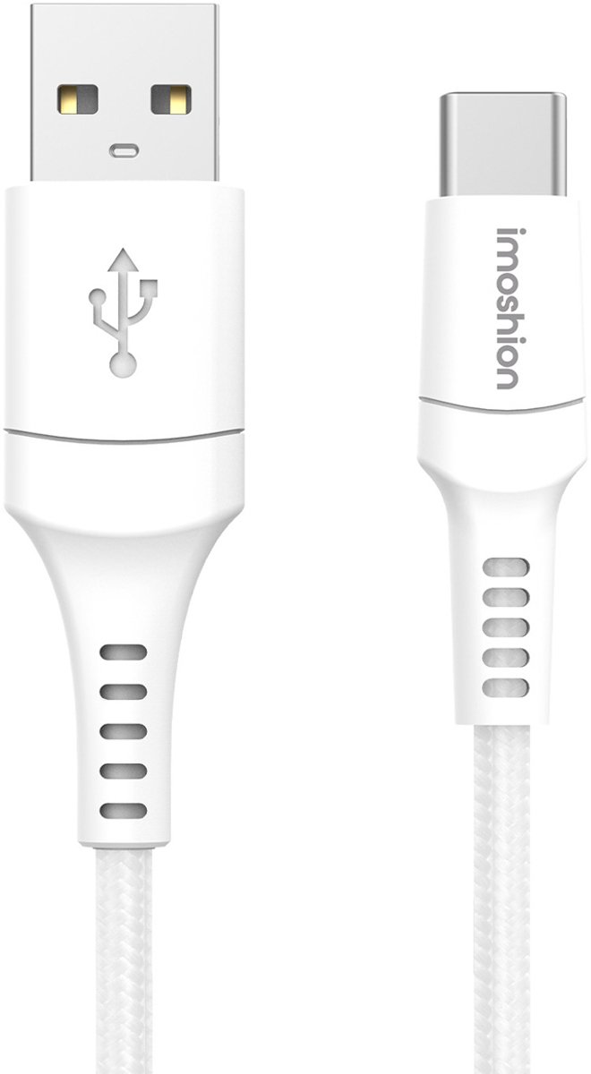 iMoshion Kabel - USB C naar USB A Kabel - 0.5 meter - Snellader & Datasynchronisatie - Oplaadkabel - Stevig gevlochten materiaal - Wit