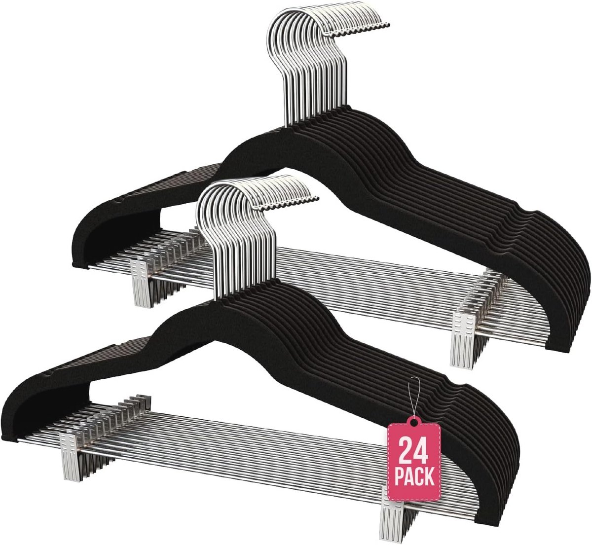 Fluwelen kledinghangers met klemmen - Antislip en duurzaam - 24 stuks