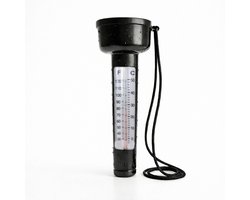 Huntex Analoge Zwembad Thermometer Zwart – Drijvende Waterthermometer met Koord – Celsius & Fahrenheit – Voor Zwembad en Tuinzwembad