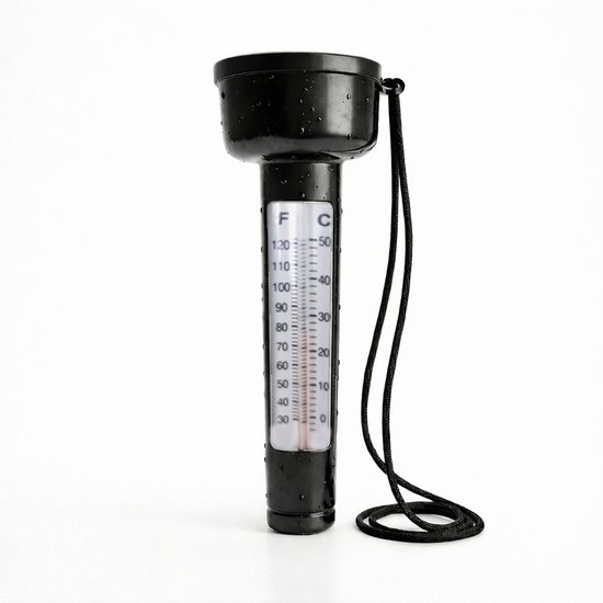 Huntex Waterthermometer - Staafthermometer - Voor Zwembad Jacuzzi Bad - Drijvende Thermometer - Vijver Thermometer - Zwembad verwarming - Thermometer buiten binnen - Zwart