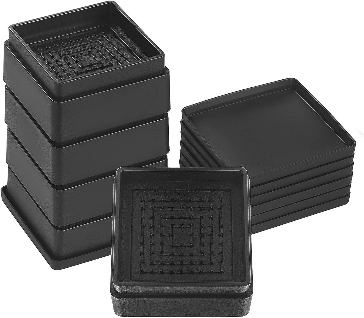 Verstelbare Meubelverhogers - 8 Stuks Stapelbare Bedverhogers met Rubber Pads voor Sofa, Bureau, Tafel en Bed
