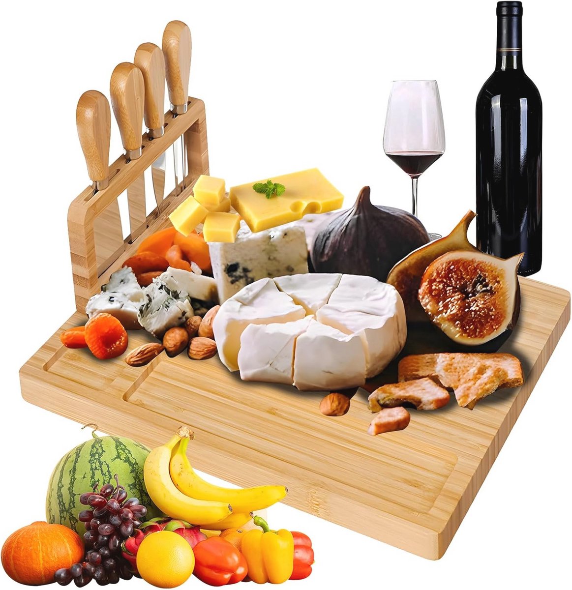 Houten kaasplank 35,5 x 28 cm - Perfect voor picknicks, kamperen en feestjes
