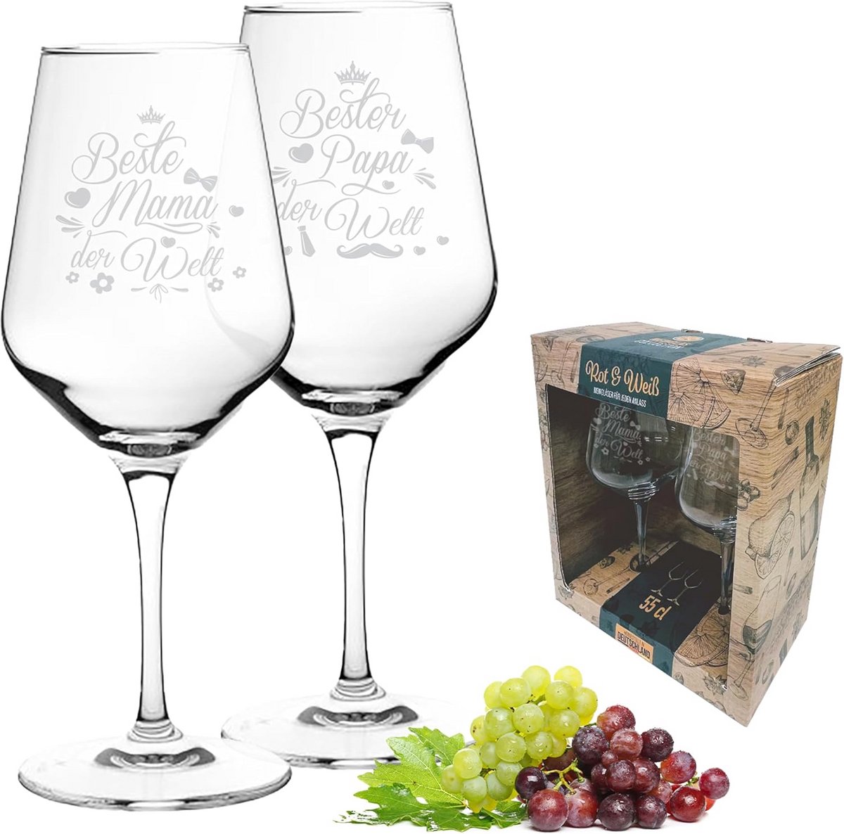 Set Kristallen Wijnglazen voor Beste Mama en Beste Papa Cadeau