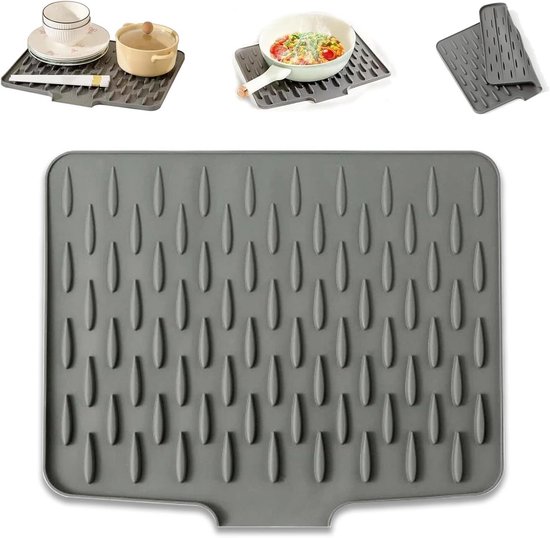 Keuken Droogmat 58x43 Cm Dokeno Siliconen Afdruipmat XL – Vormige Droogmat Met Antislip, Opvouwbaar En Perfect Voor Je Keuken (58 X 43 Cm) Grote Droogmat 58x43 Cm