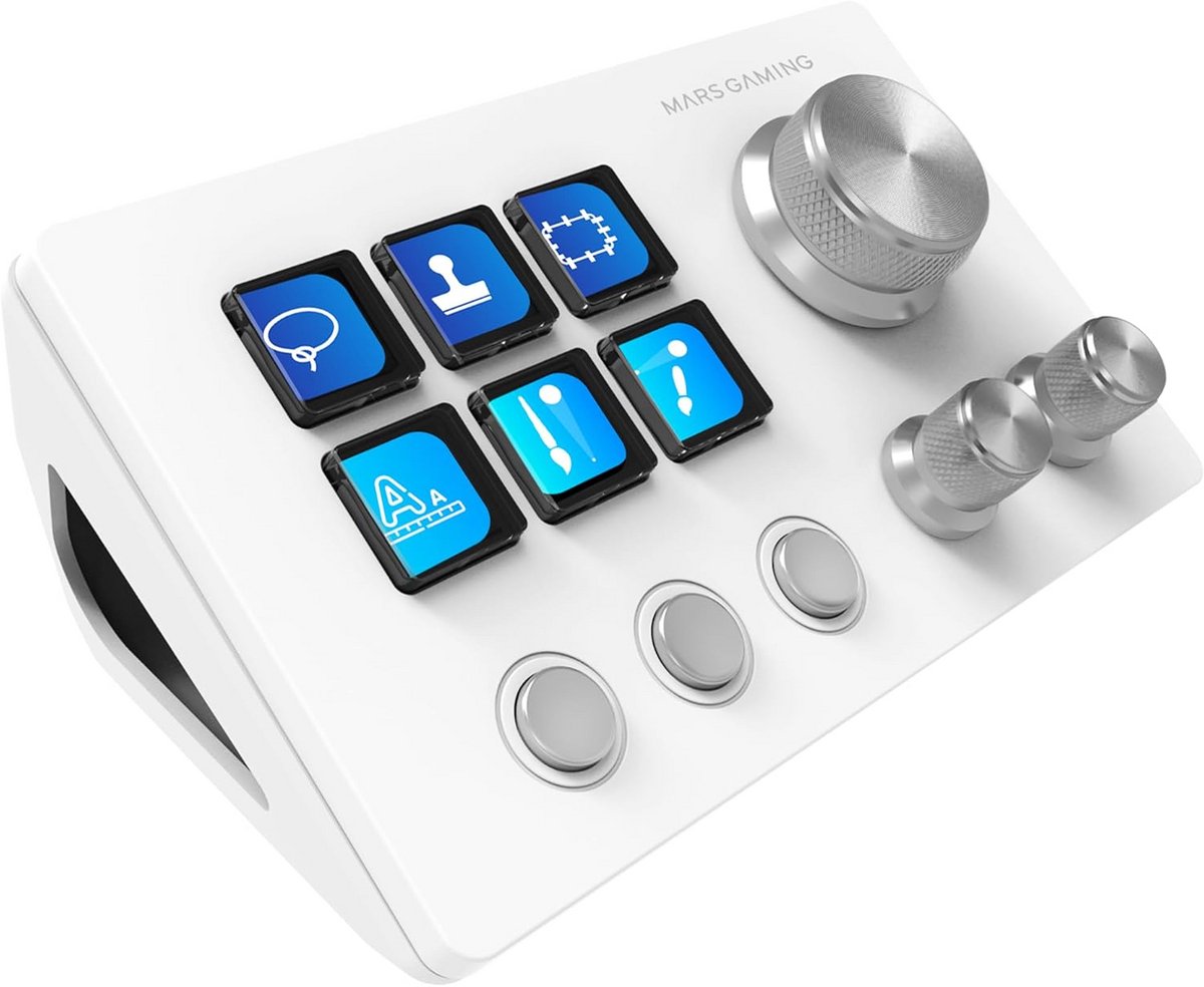 Compacte Stream Deck met 6 LCD Knoppen, 3 Draaiwielen en Software - Voor Gaming, Streaming en Design