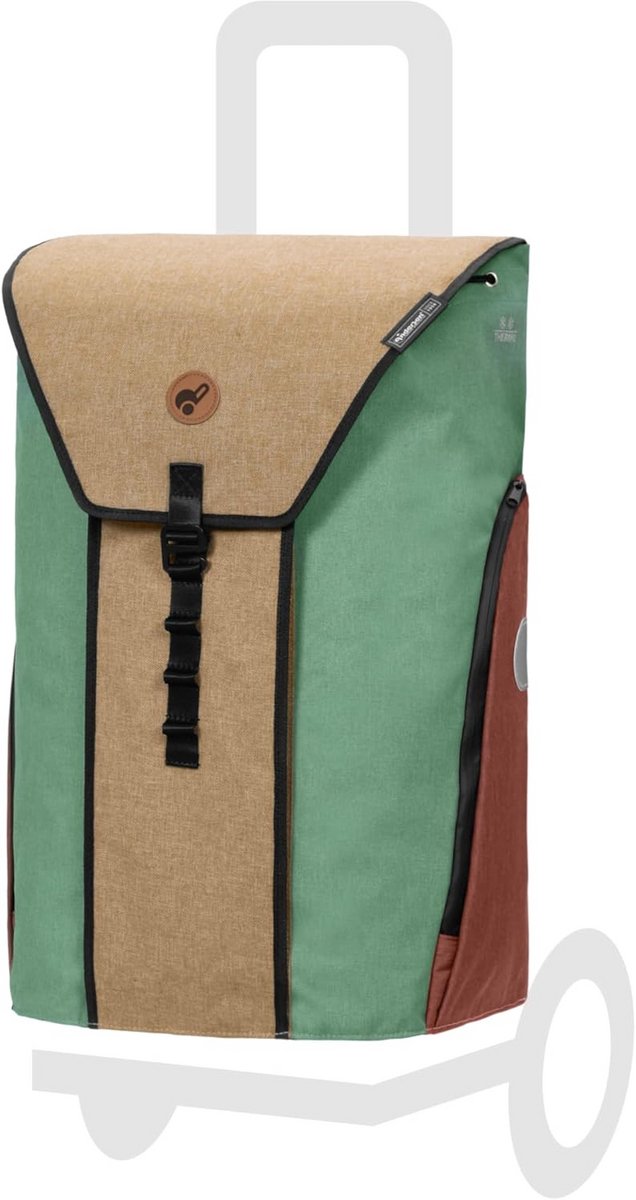 Boodschappentrolley tas 50 liter met koelvak beige waterafstotend en reflecterend