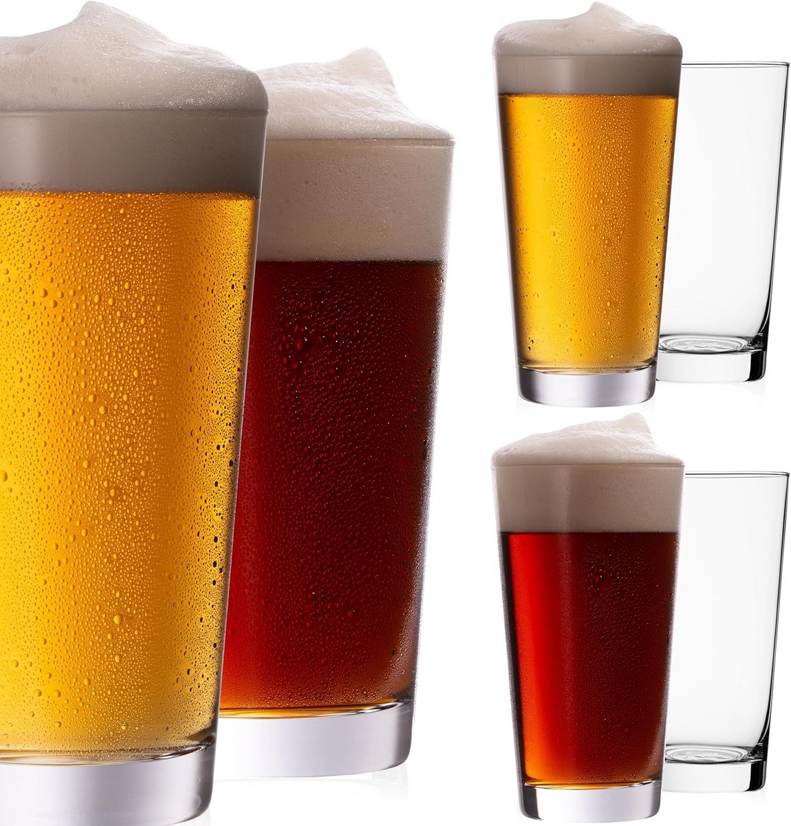 Set van 6 Klassieke Bierglazen 500 ml - Stevige Oude Bierpul van Glas voor Craft Beer - Vaatwasserbestendig