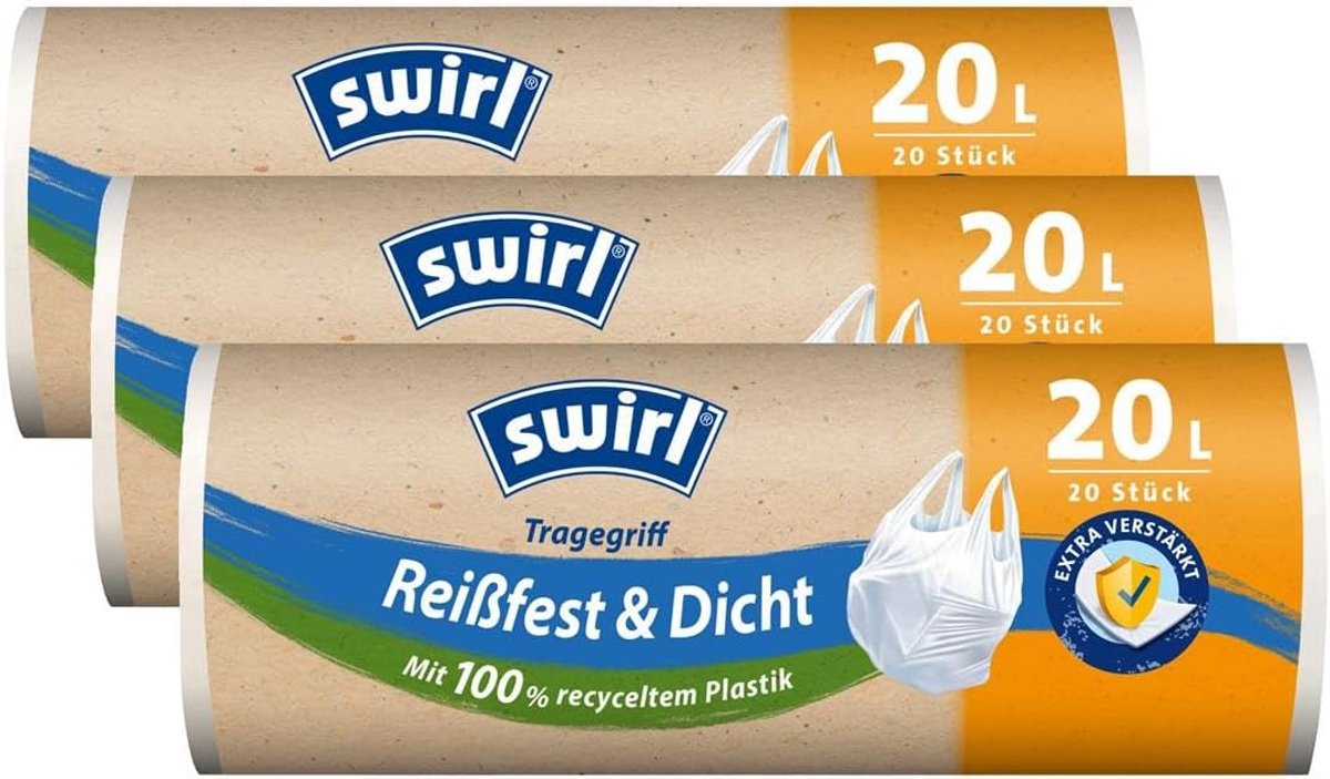 3 x Vuilniszakken 20 Liter met Sterke Draaggrepen - Extra Scheurvast