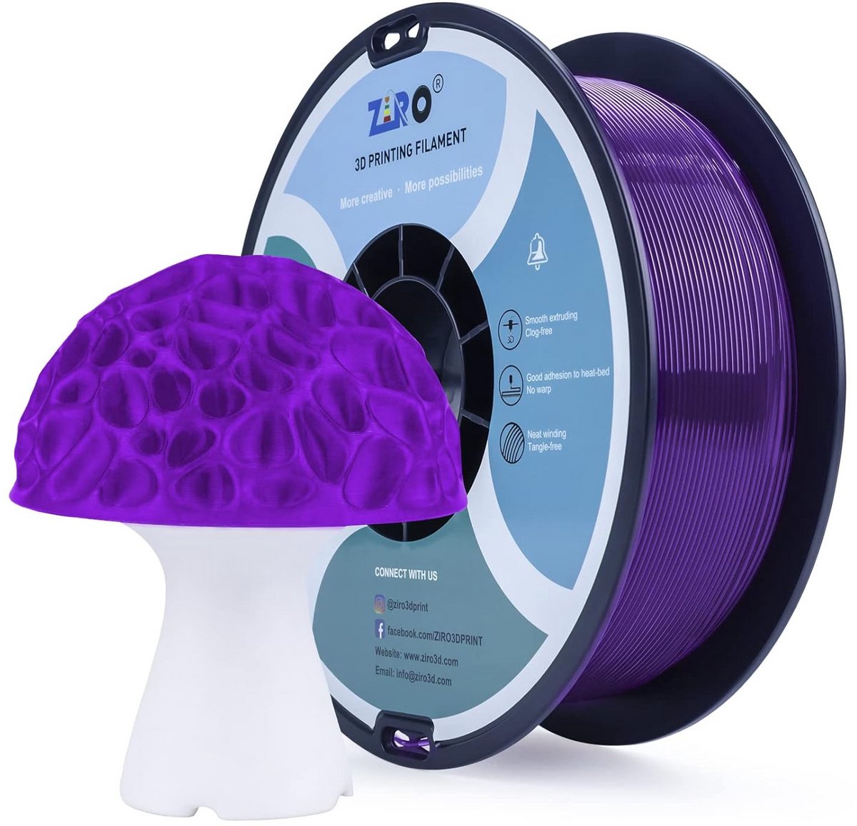 3D Printer Filament PLA PRO 1.75mm 1KG Transparant Paars - Hoge Precisie +/- 0.02mm