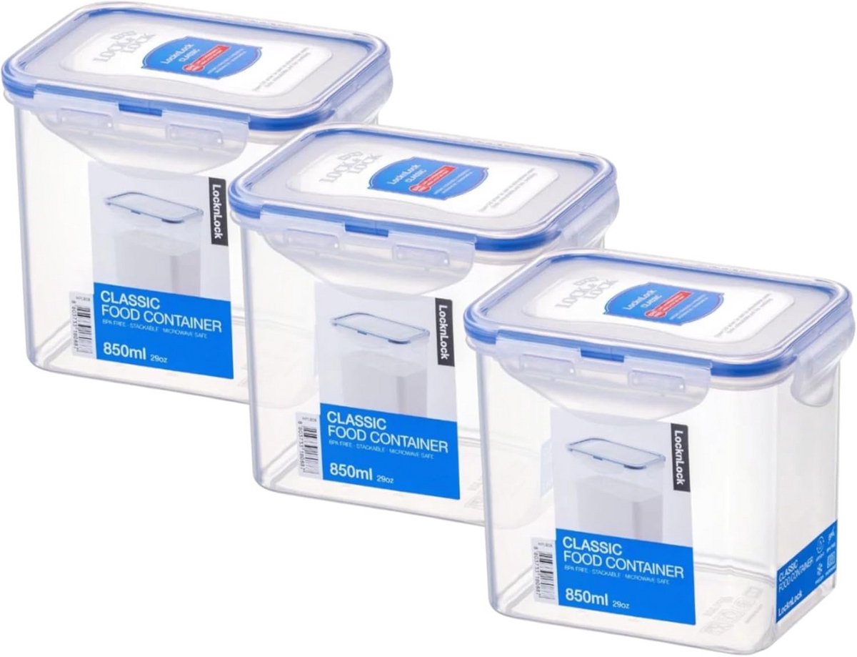 3x Luchtdichte Bewaarbakjes Set 850ml - Stapelbaar en Vaatwasmachinebestendig