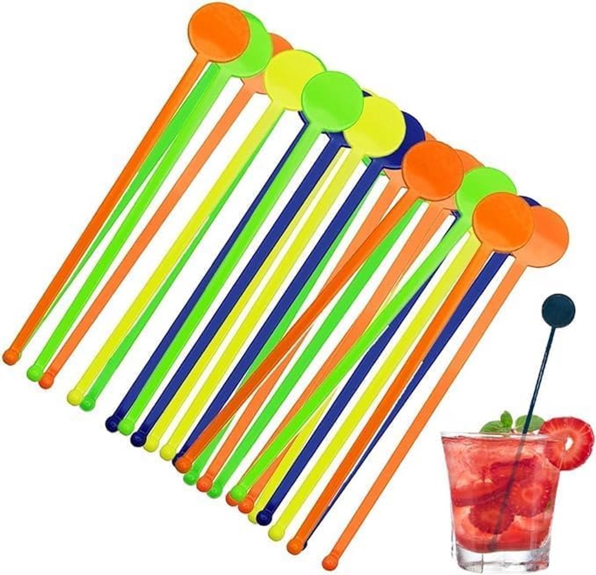 80x Herbruikbare Cocktailprikkers - 18 cm - Kleurrijk