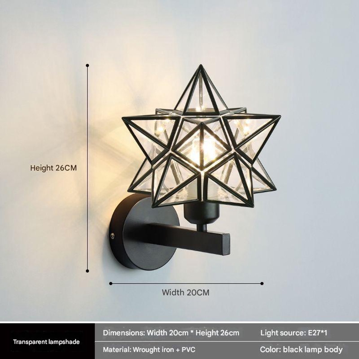 Kristallen wandlamp, moderne wandlamp met glazen kap, interieurdecoratie, geschikt voor slaapkamer, woonkamer en hal - Stijl 1